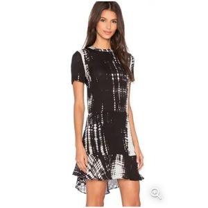 A.L.C. LOUISE Black & White Silk Tie Dye  Dress 4
